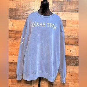 Comfort Colors Texas Tech University Red Raider Dusty Blue Sweatshirt XXL 2X